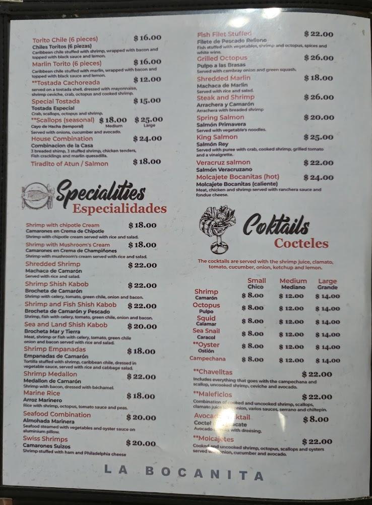 La Bocanita Restaurant Menu image 2