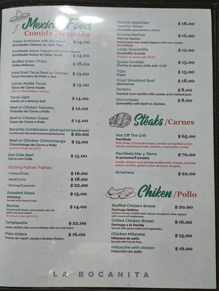 La Bocanita Restaurant Menu image 3